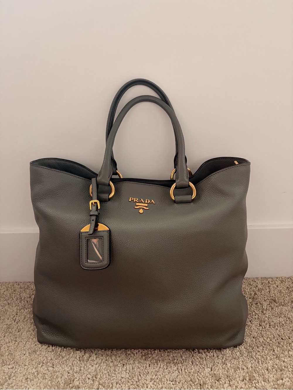 Prada Vitello Phoenix Tote Bag, Colour Marmo, ART. 1BG865